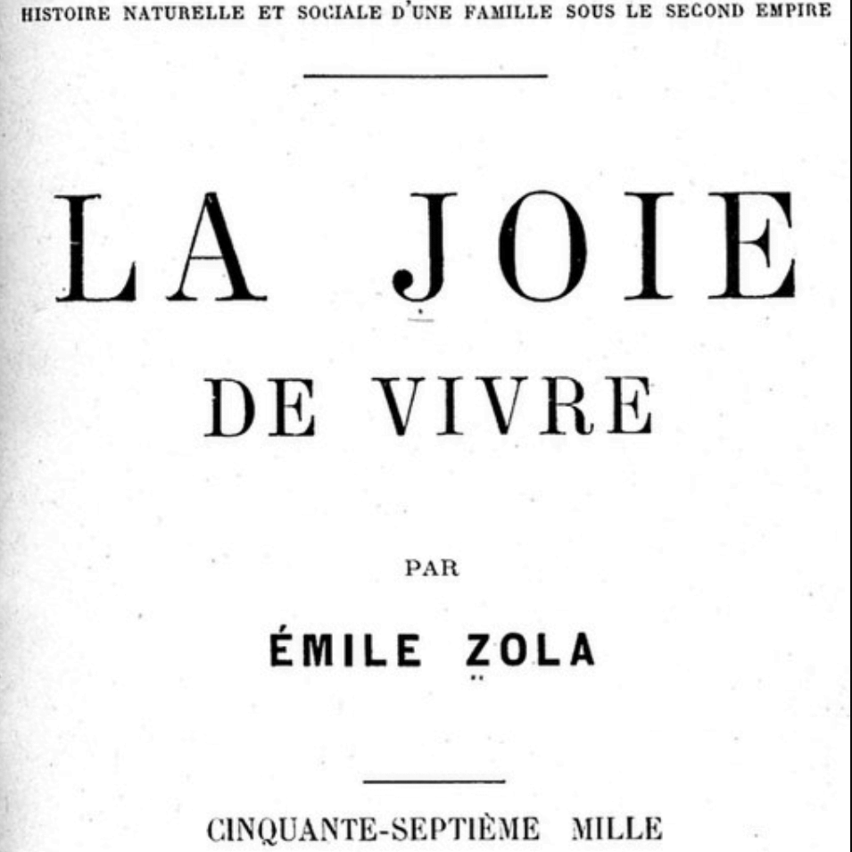 [book cover in black and white Emile Zola Le Joie De Vivre] Joie de vivre meaning, Joie de vivre, joie-de-vivre meaning, joie de vivre means, joy of living, The happiness of living, matisse bonheur de vivre,