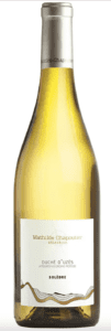 [bottle of white wine with white label]Cotes du Rhone wine white, French holiday traditions, Winter Solstice, Duche D'Uzes wine