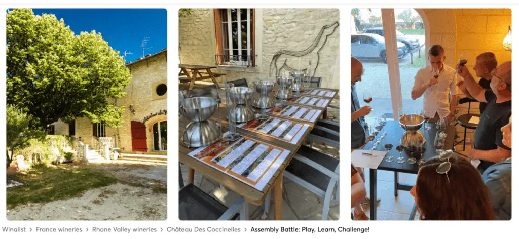 [A collage of people enjoying wine and food.] Avignon Wine Tours