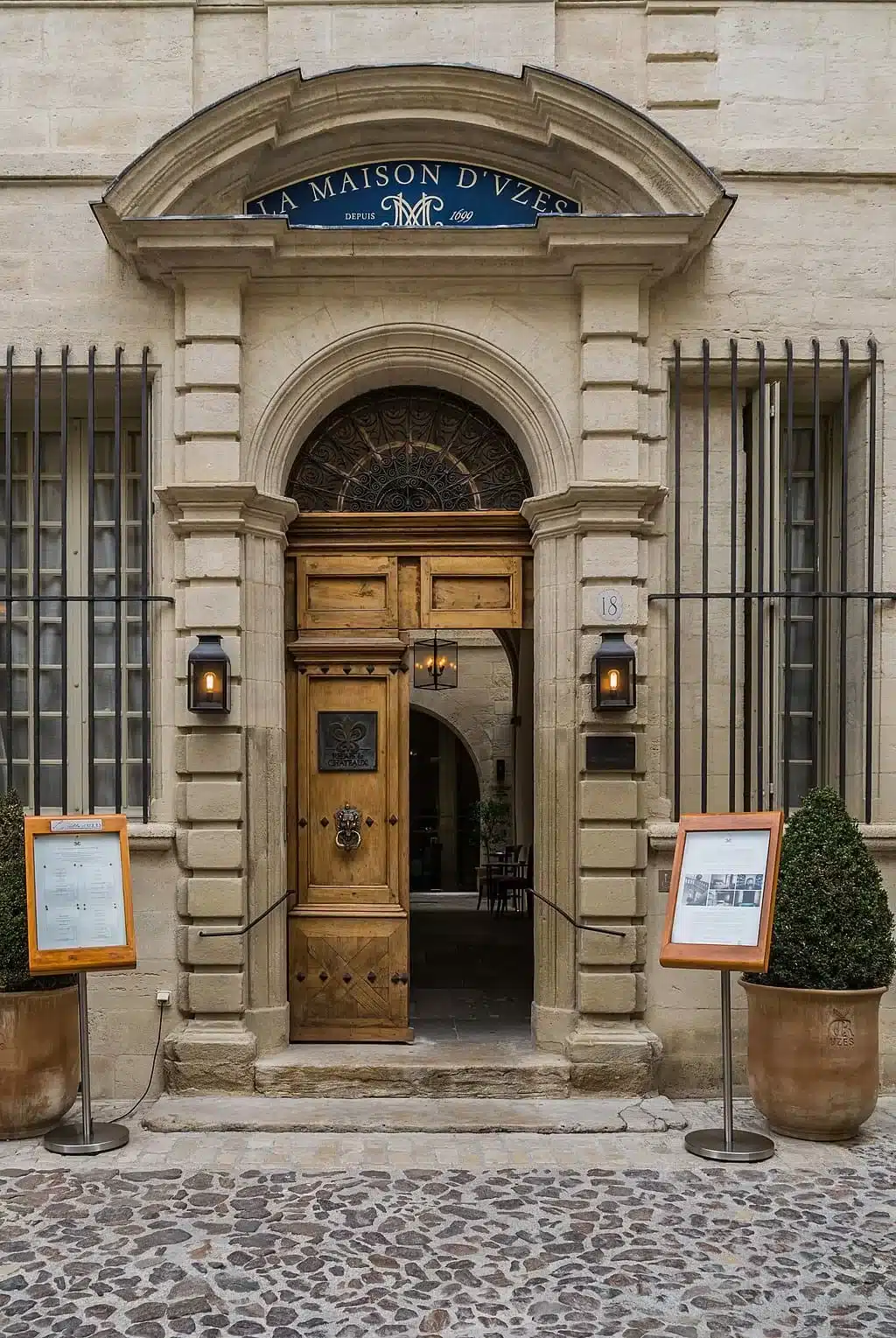 [photo of the entrance to La Maison d' Uzès boutique hotel near Avignon]